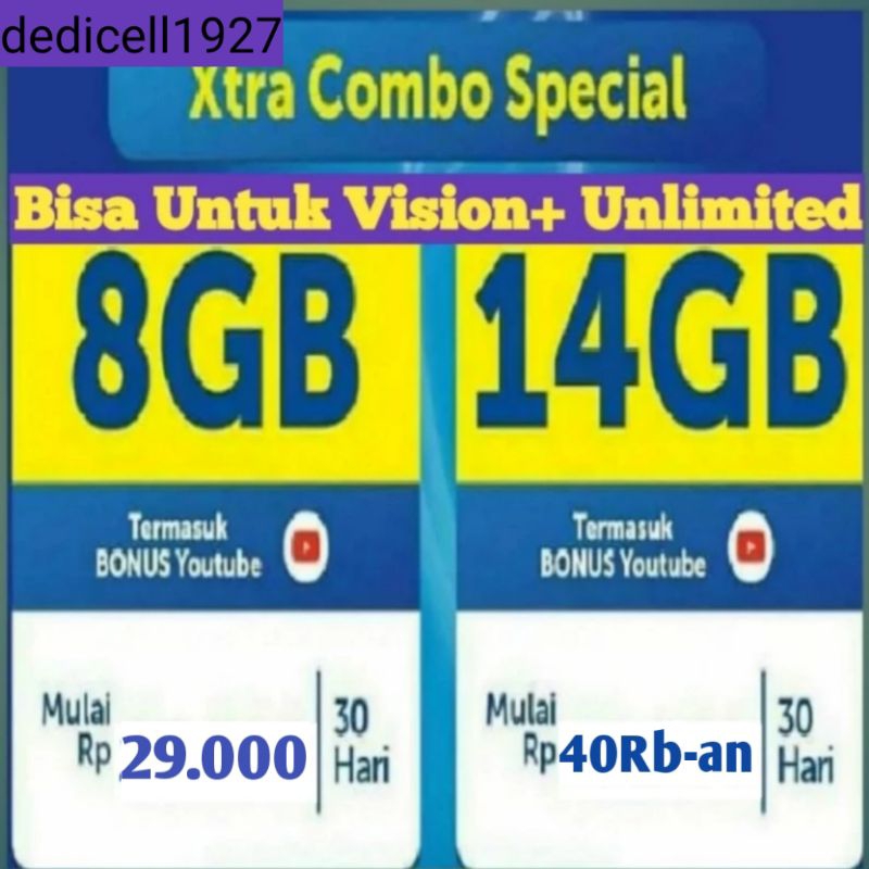 Paket XL Extra Combo Spesial 8GB, 14GB