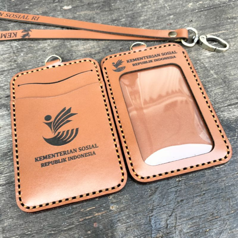 

DROCK SHOP Id Card Kulit Asli Name Tag Holder Lanyard Castom Logo