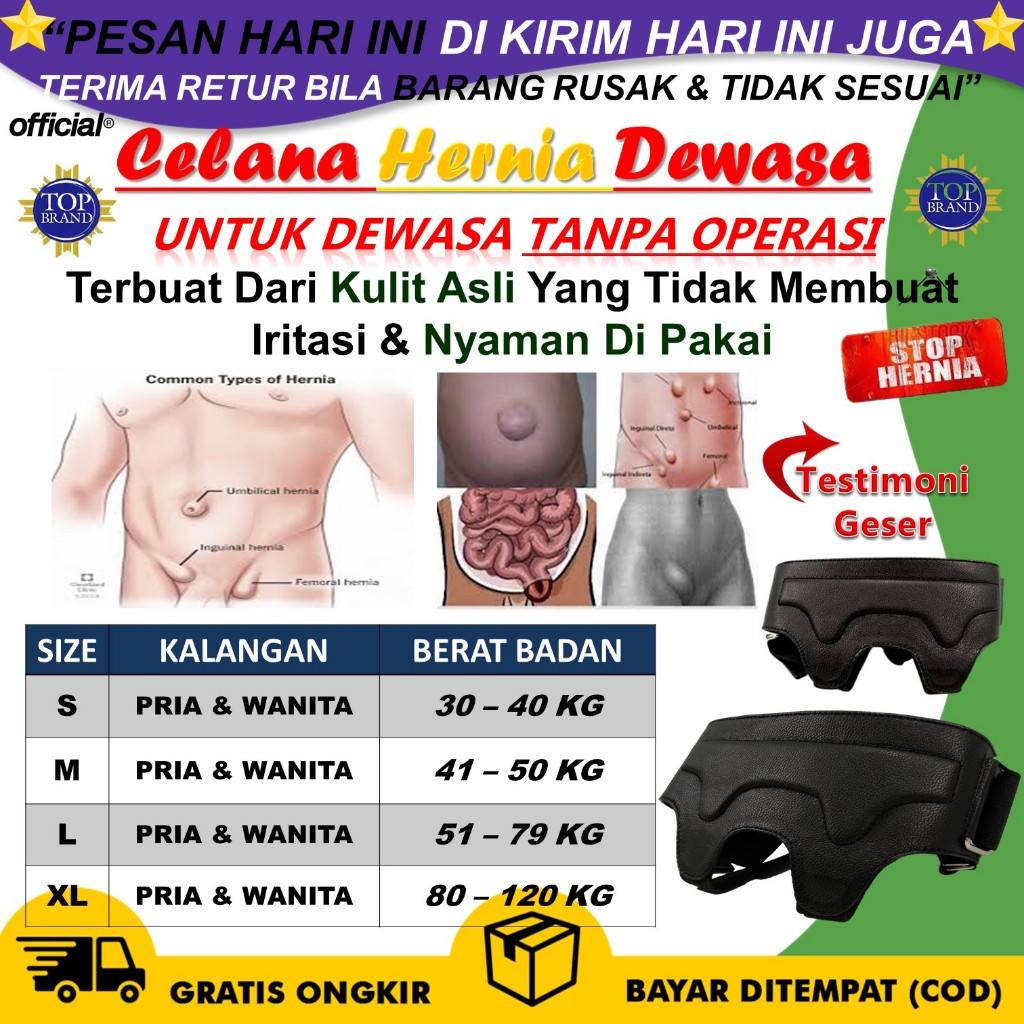 Celana turun berok pria, Korset pria hernia, Sempak hernia pria, Celana khusus hernia