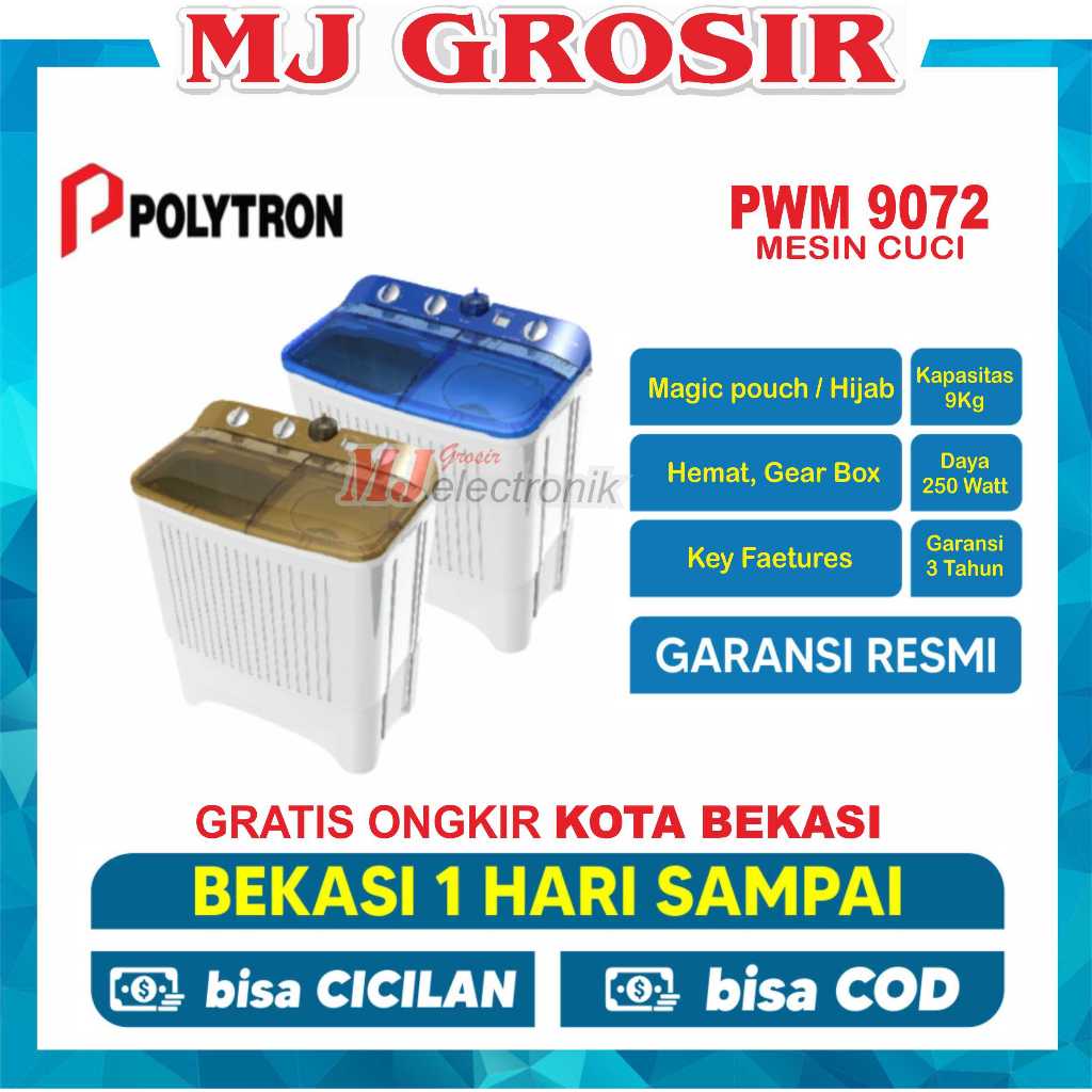 MESIN CUCI POLYTRON PWM 9072 9KG 2 TABUNG PWM9072 9 KG