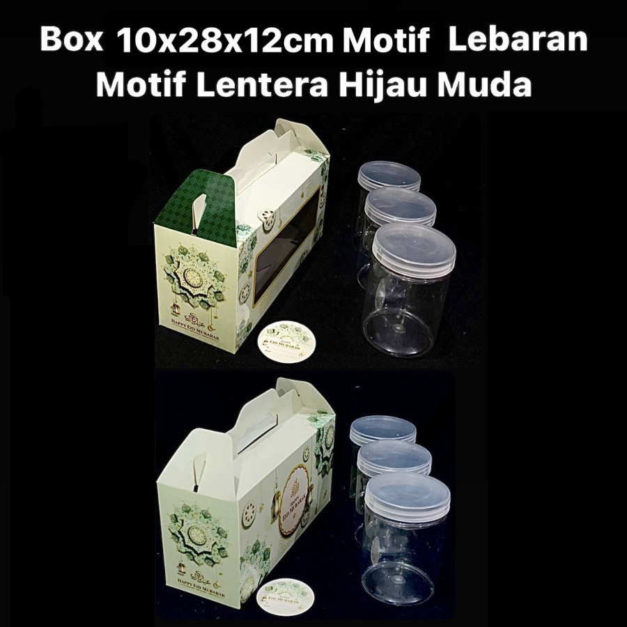 

5 pcs Kardus Jinjing 3 Toples Jar 600ml Lentera Lebaran Box Kue Kering Packaging Hampers Idul Fitri 10x28x12 cm