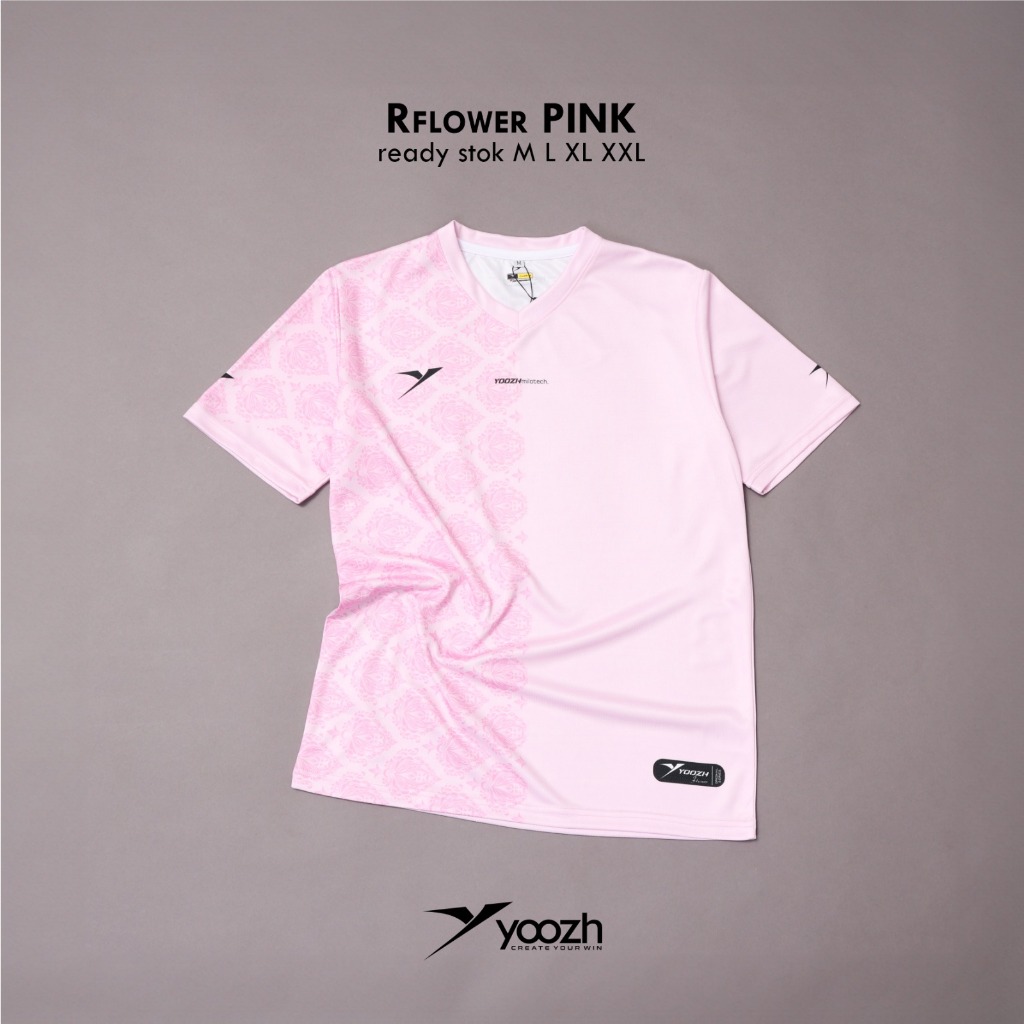 Baju badminton Yoozh R-FLOWER PINK jersey badminton kaos olahraga yoozh original