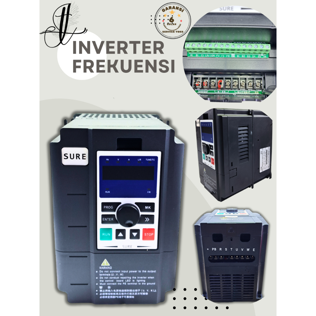 Inverter Frekuensi SURE VFD 1phase 3phase 1phase to 3phase 0.75KW SURE INVERTER 220V/380V/220V to 38