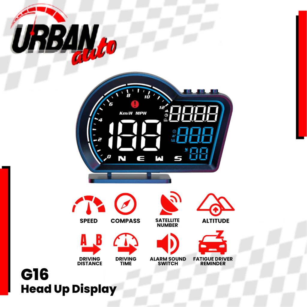 HUD G16 Head Up Display OBD2 With Over Speed Alarm System