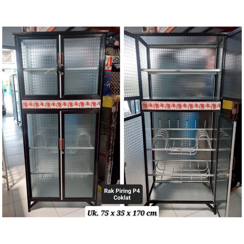 Rak piring 4 pintu aluminium