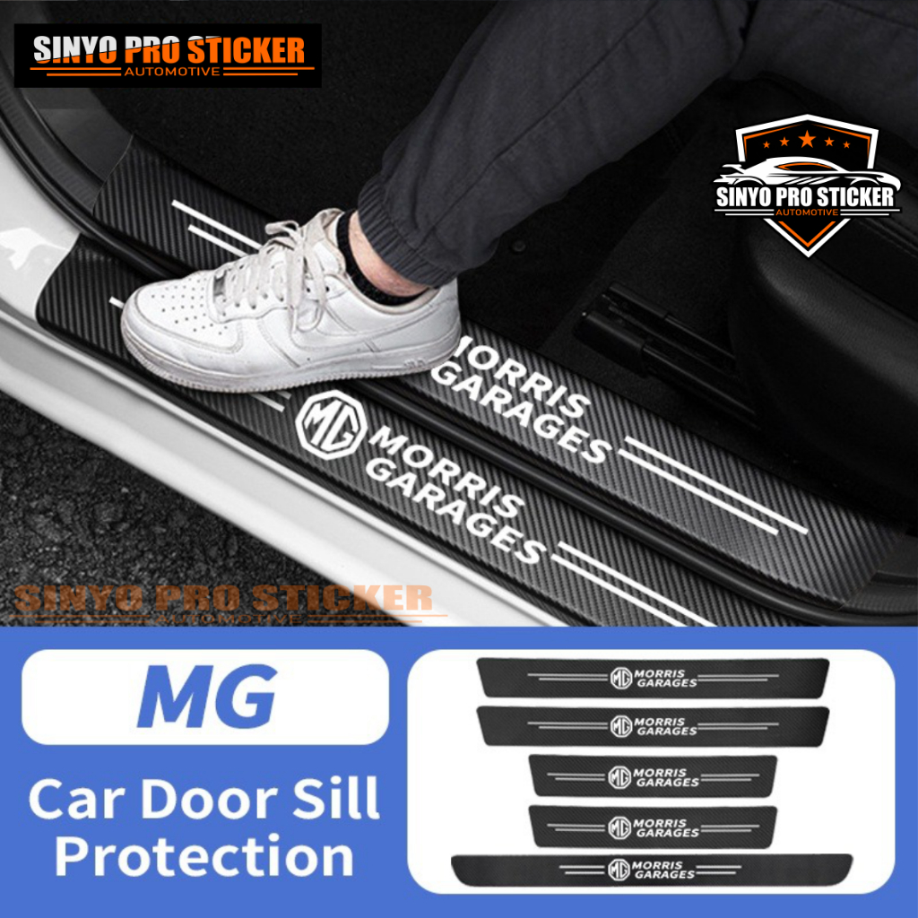 Morris Garages stiker sticker carbon 3d Pengaman Pintu Mobil Morris Garages 1/4/5/8/9
