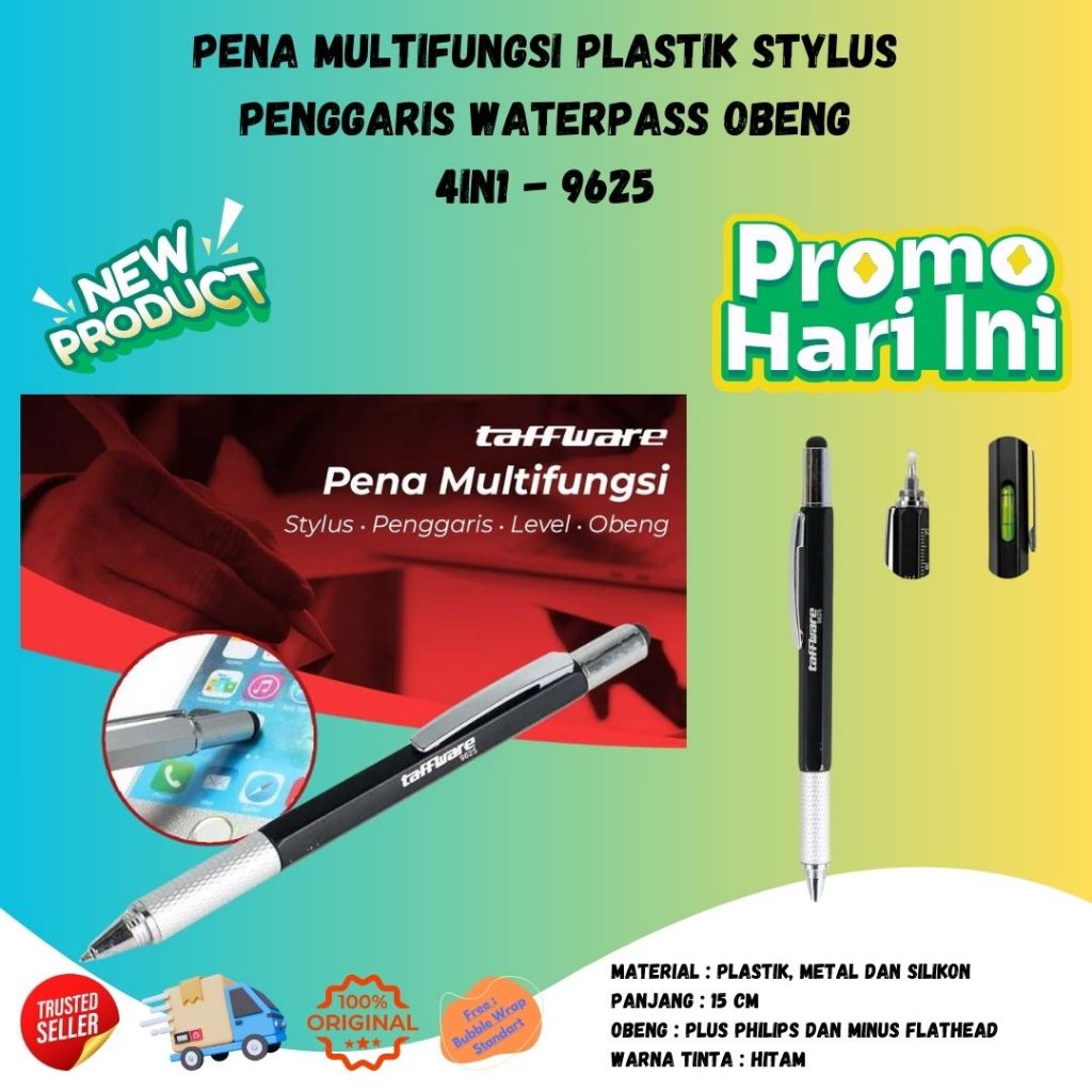 

Pena Multifungsi Plastik Stylus Penggaris Waterpass Obeng 4 In 19625 Lengkap