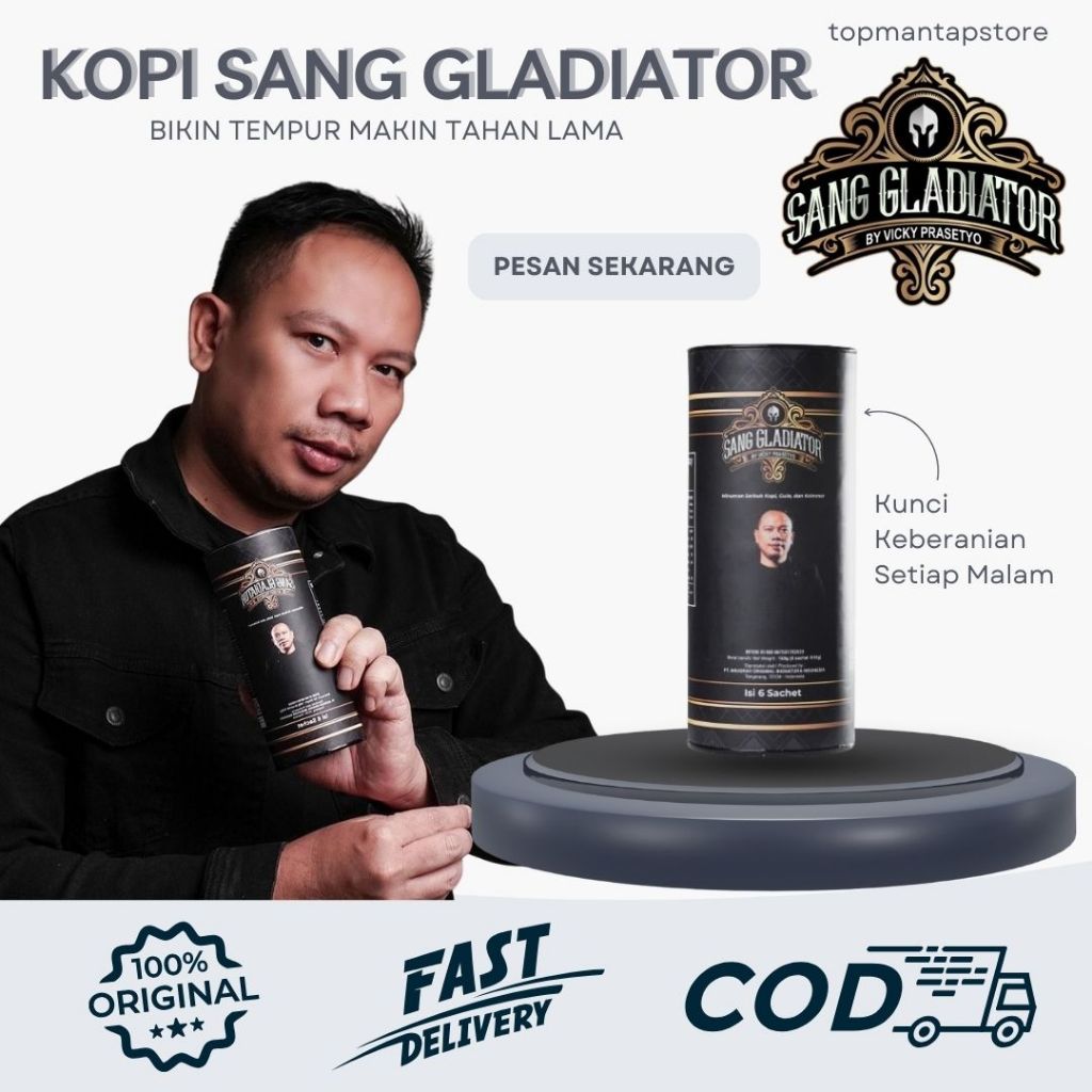 

Kopi Sang Gladiator Kopi Stamina Kuat dan Tahan Lama Halal BPOM Isi 6 Sachet