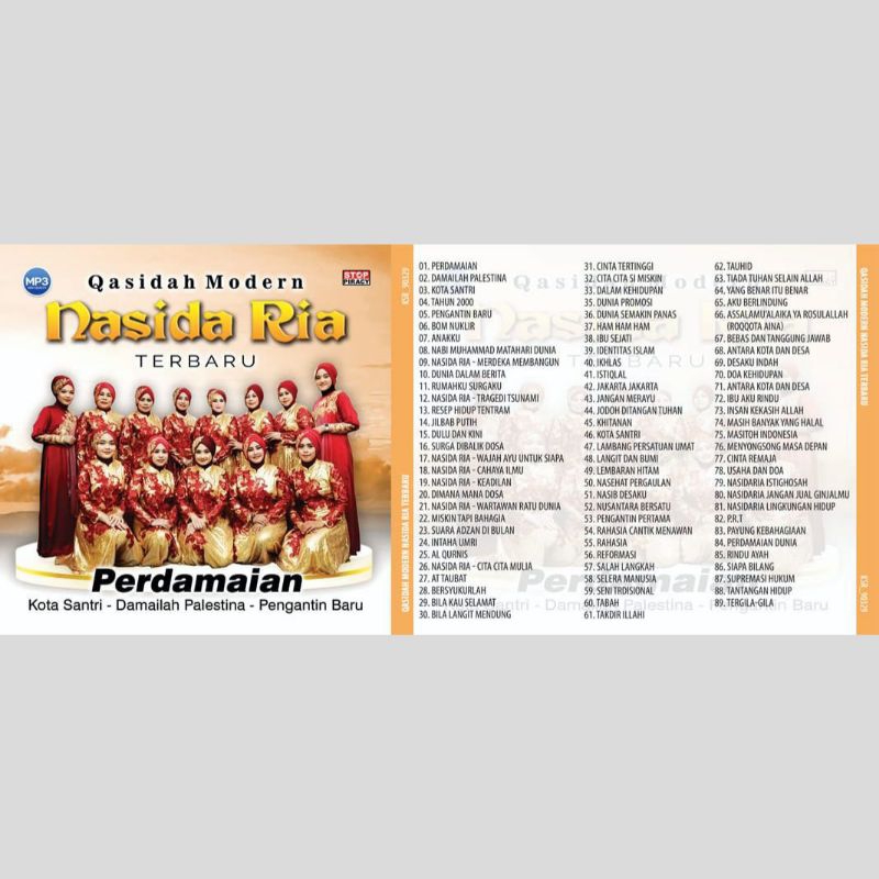Kaset Mp3 Audio Lagu Qasidah Modern Nasida Ria Terbaru Perdamaian 2024
