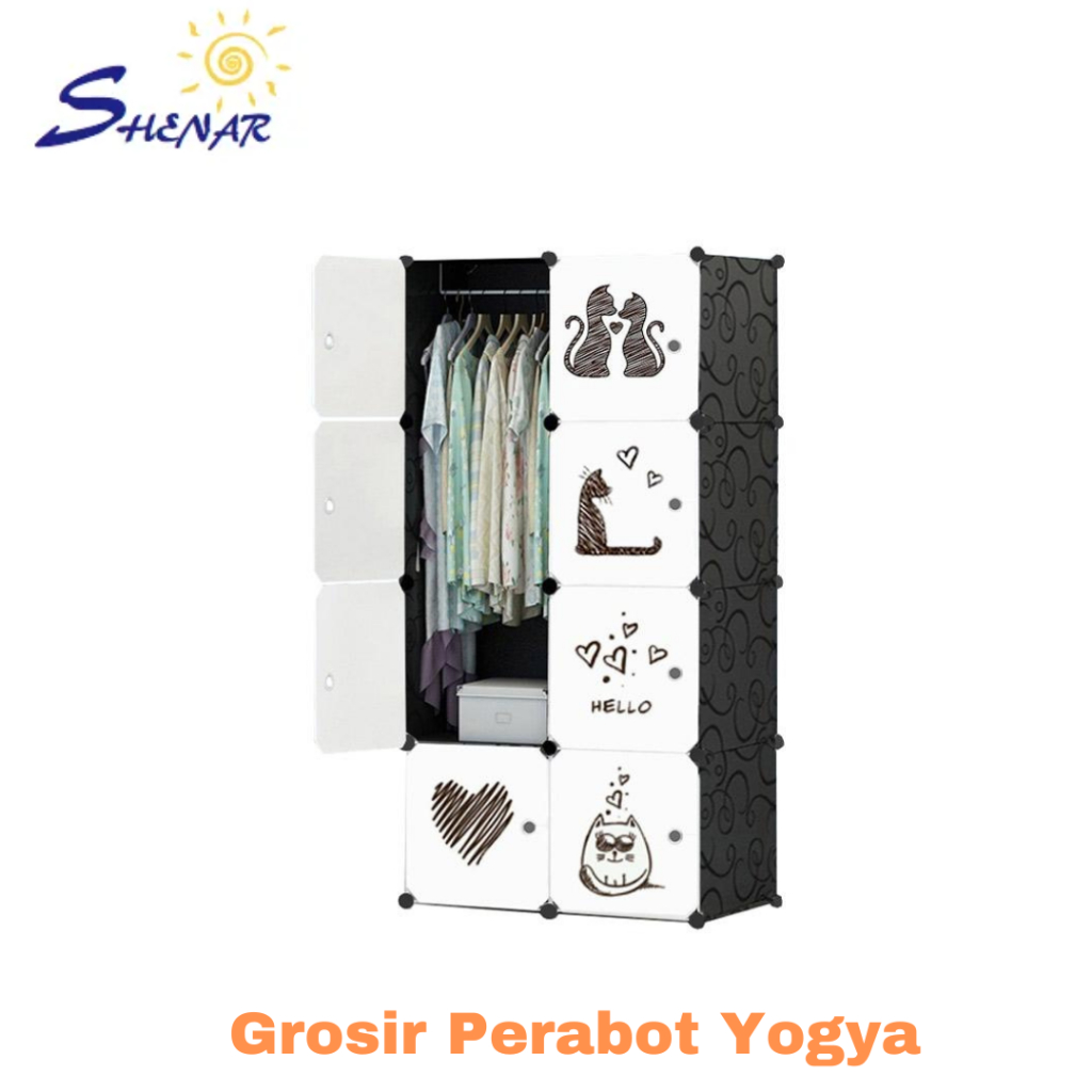 Shenar Lemari Baju Plastik Karakter 8 Susun/ Rak Baju Portable/ Aesthetic