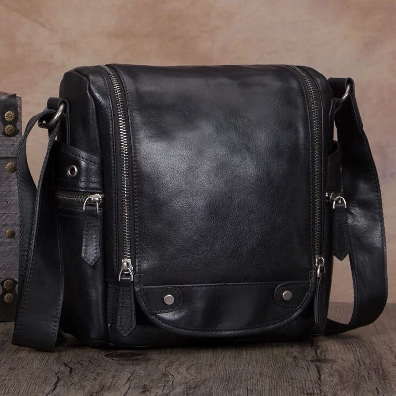 Retro Kulit Asli Pria Tas Pria Bahu Messenger Tas Pria Kapasitas Besar