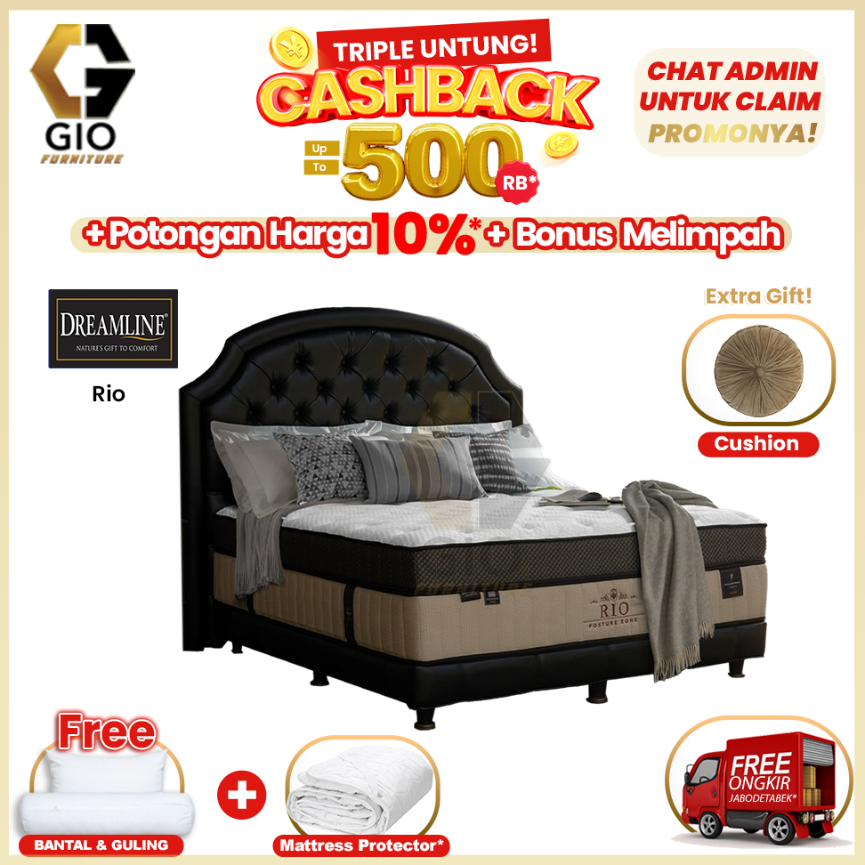 Kasur Dreamline Rio / Dreamline Springbed Rio (Full Set Mattress + Divan + Headboard + Bonus )
