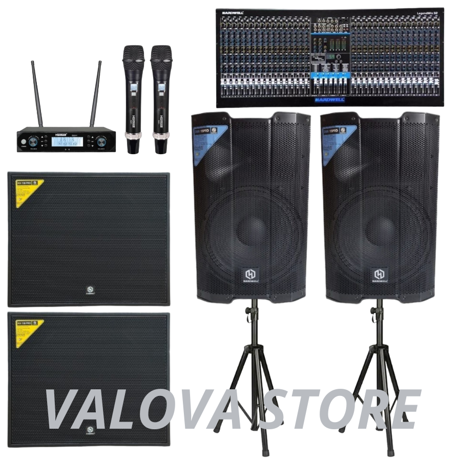 Paket 30 soundsystem HARDWELL DSR 15 PRO + Legendmix 32 + IRX118 PRO