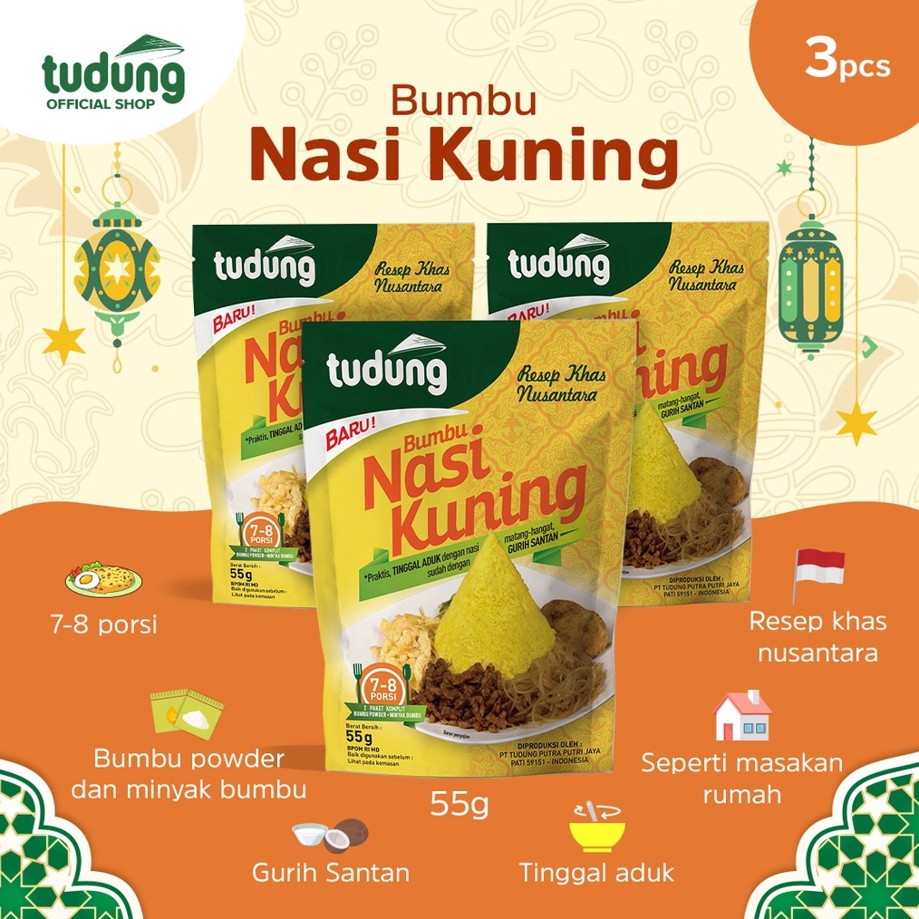 

HOT Product Tudung Bumbu Nasi Kuning Instan 55gr Bundling isi 3