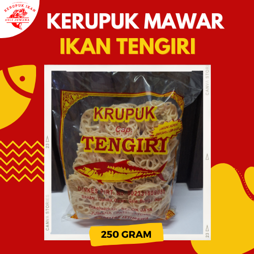 

Kerupuk Ikan Tengiri Mawar Putih Mentah Khas Juwana 250gram