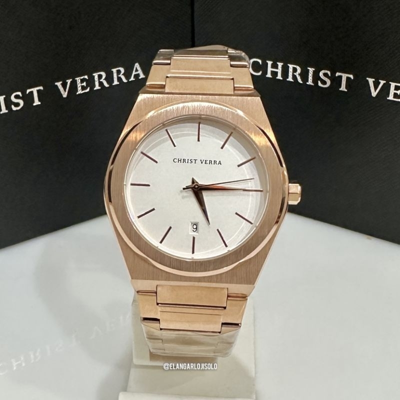 JAM TANGAN PRIA CHRIST VERRA CV 10985G-15 WHT STAINLESS ORIGINAL