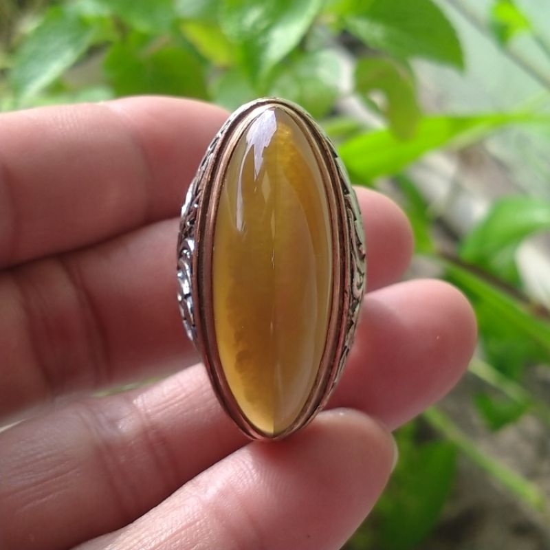 batu cincin akik chalsedhony pandan nanas lumut klasik tua natural lebih indah