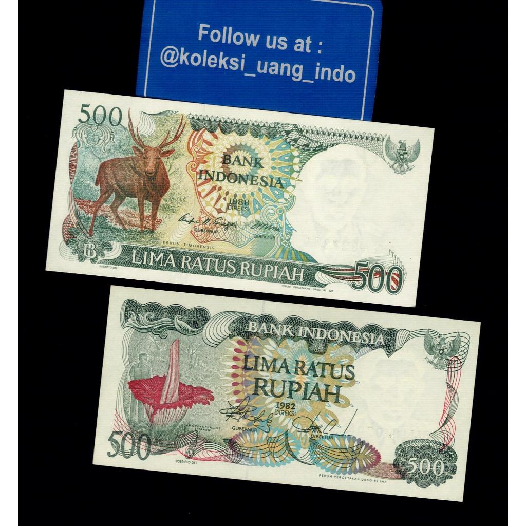 Uang Kuno 500 Rupiah KIjang dan Bunga Bangkai Gress Mulus
