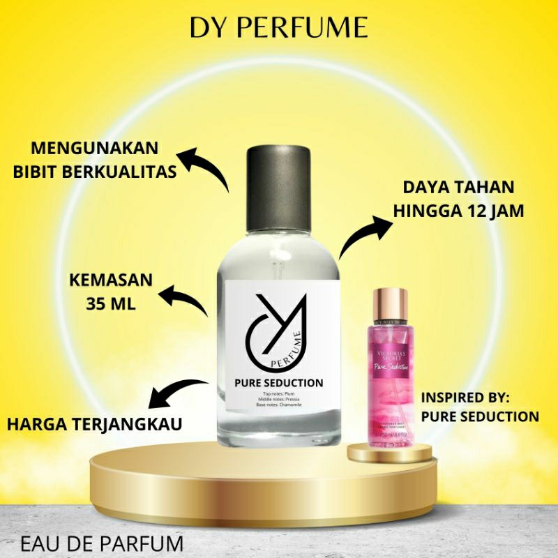DY Perfume PURE SEDUCTION - Parfum unisex tahan lama aroma fresh, sweet, dan feminim
