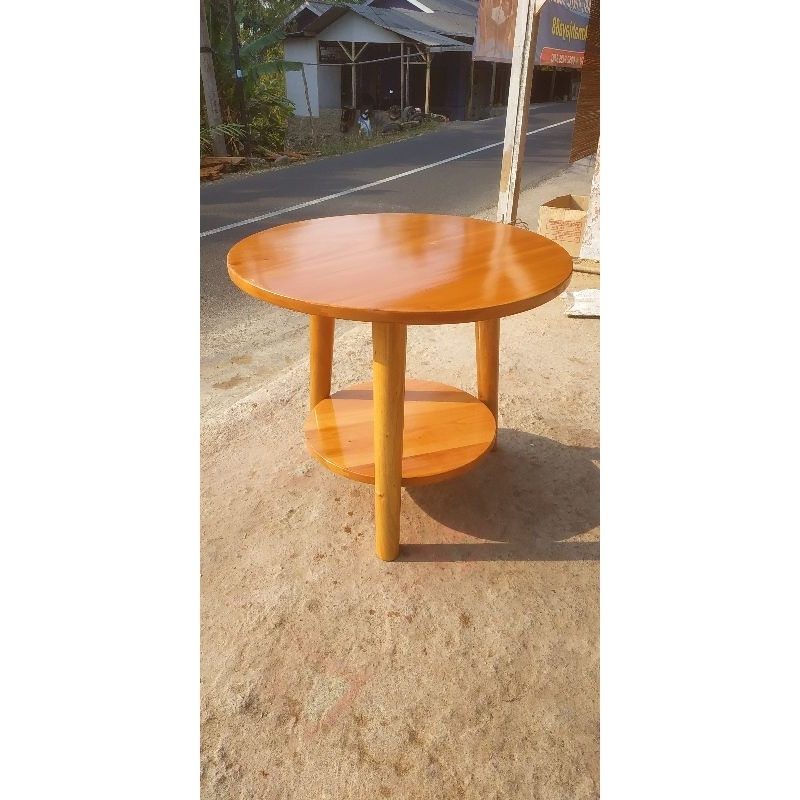 MEJA kayu bulat  2tahap ukuran 60tinggi50
