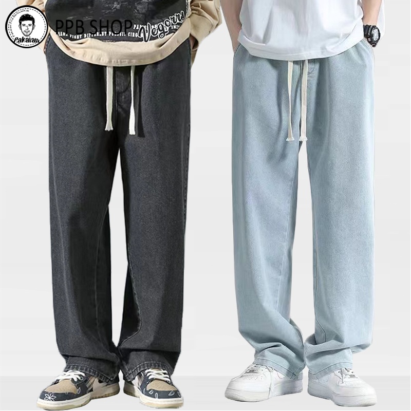 STAR Celana jeans pria Celana loose jeans pria Celana panjang cowok jeans Celana jeans pinggang kare