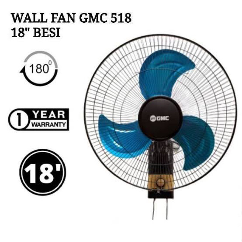 Kipas Angin Dinding 18 inci Besi GMC 518 Wall Fan / GMC Wallfan 18 inci Kipas angin dining GMC 18 / 