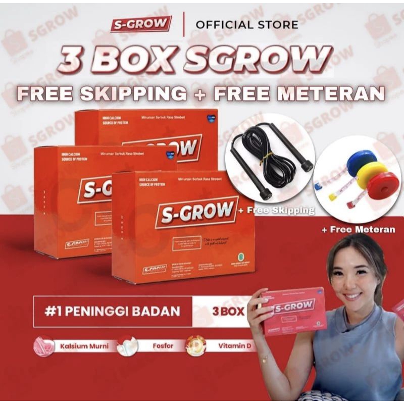 S-GROW - Peninggi Badan Terbaik ( Paket Platinum 3 Box ) Free Skipping &amp; Meteran