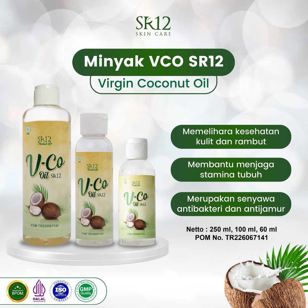 Terbaru VCO Oil SR12 Minyak Kelapa Murni  Minyak VCO Untuk Kecantikan  Minyak Kletik VICO Virgin Coconut Oil SR12 Herbal Tinggi Asam Laurat Untuk ASI Booster Imun Booster  Daya Tahan Tubuh  Minyak Klentik Perawatan Rambut dan Kulit Pecah Pecah