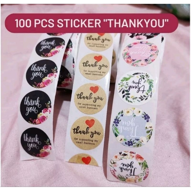 

100 pcs stiker thanks you/terima kasih/Hitam/brown/mix