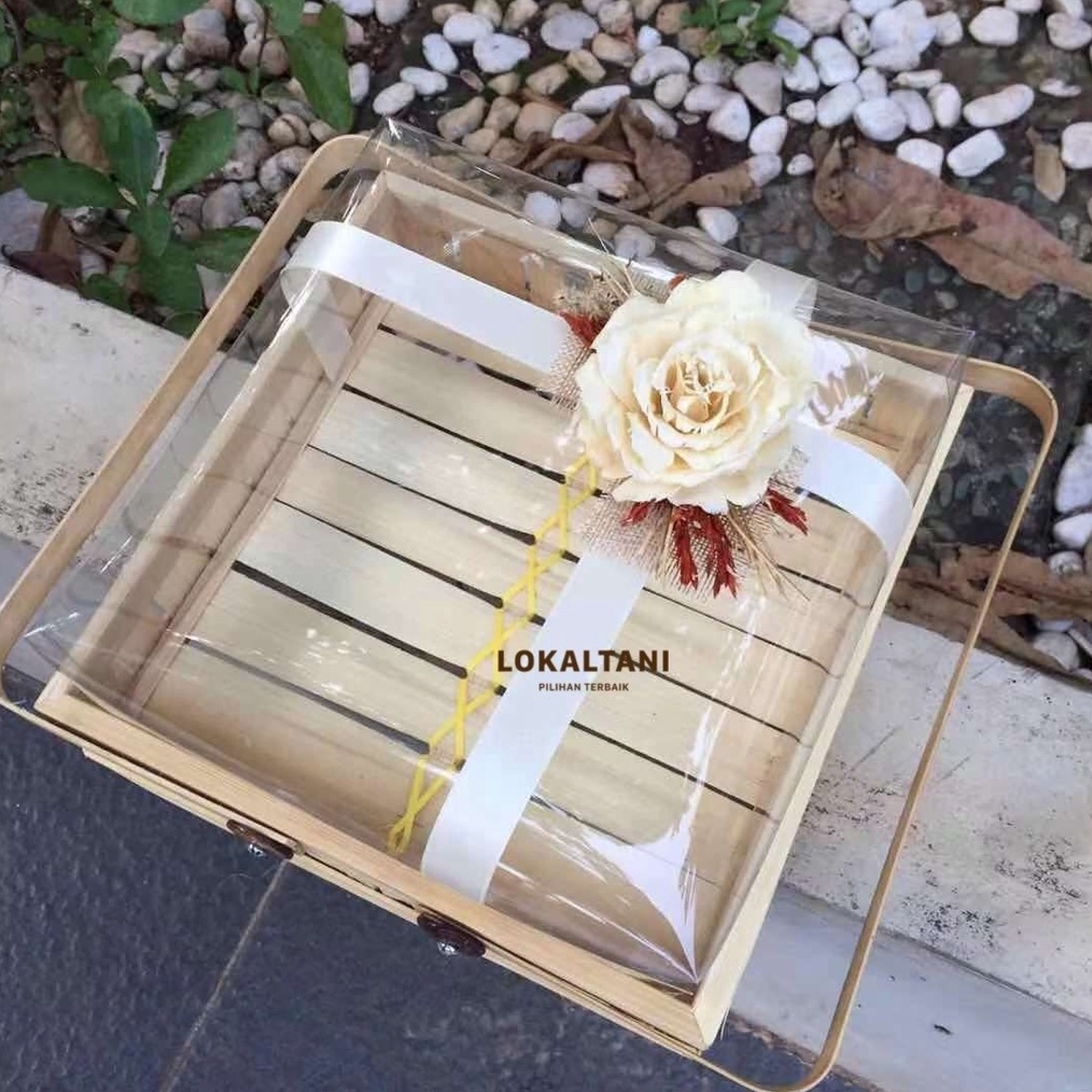

BISA COD Keranjang Bambu KotakKeranjang HantaranKeranjang Kue mika 25cm