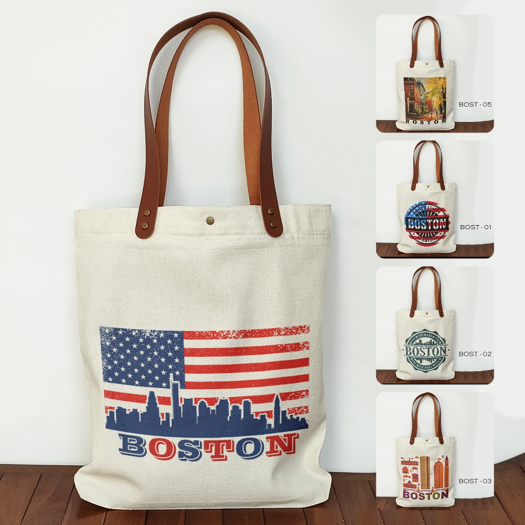Totebag Canvas Souvenir Boston America Tas Kanvas Oleh Oleh Boston Amerika
