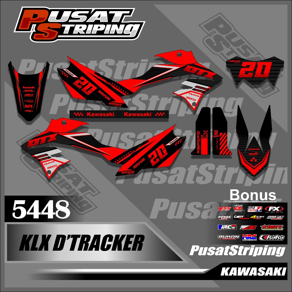 5448 (COD) STIKER MOTOR KLXD-TRACKER  Sticker Variasi STRIPING LIS MOTOR KAWASAKI KLX D-TRACKER