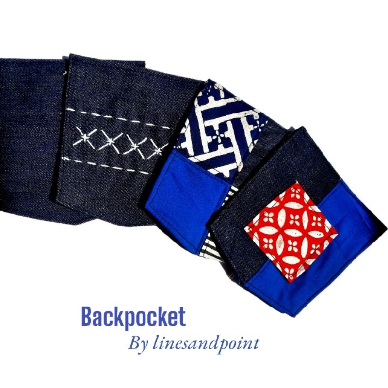 Saku / backpocket denim sashiko patchwork