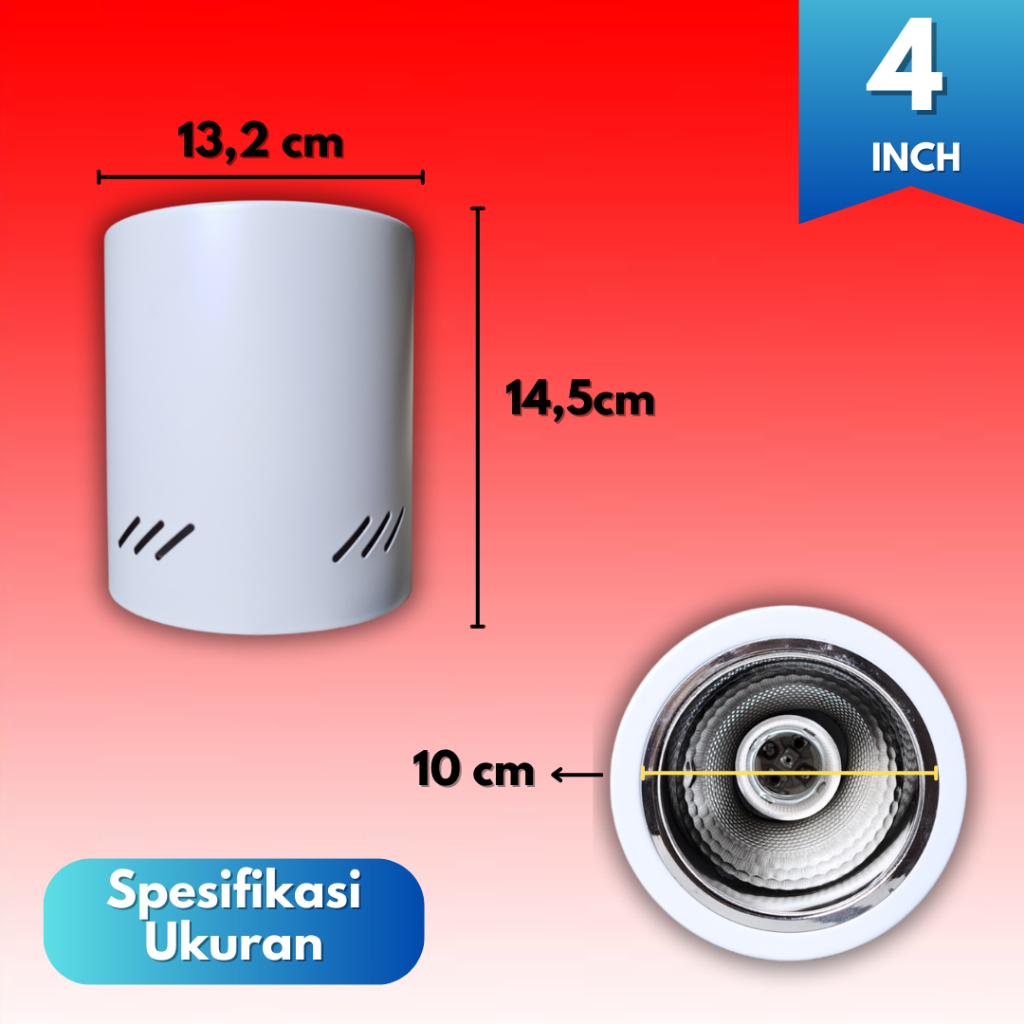 Tukuparty Kap Lampu Downlight Outbow Bulat 4 Inch / Lampu Plafon Tempel Dinding