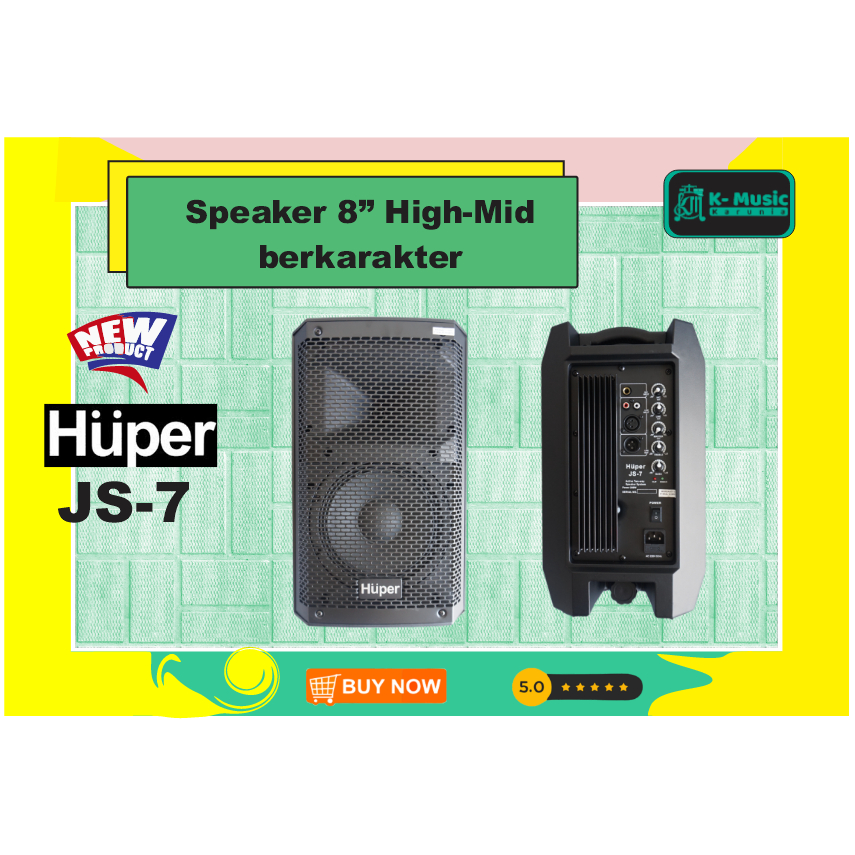 Huper 8 inch RMS 200W Sound system speaker aktif JS7 JS-7 amply Panggung hajatan vocal drum elektrik