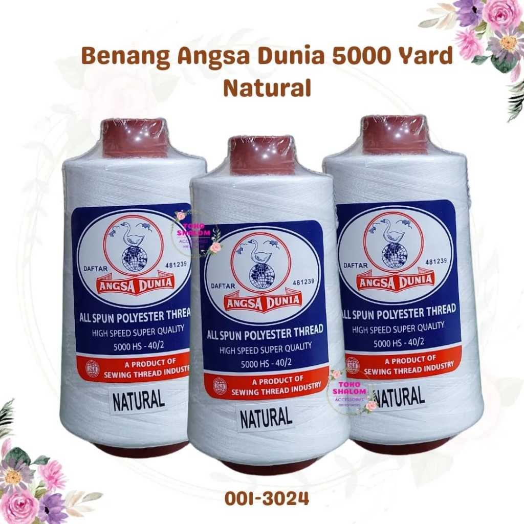 BENANG JAHIT ANGSA DUNIA/BENANG AD NATURAL / 5000 YARD