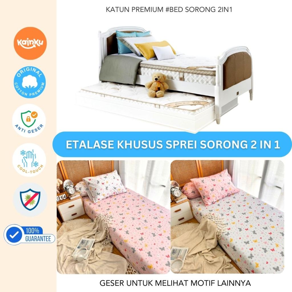 Sprei Sorong 120x200 Rumbai Motif Minimalis bunga estetik Katun Asli Anti geser