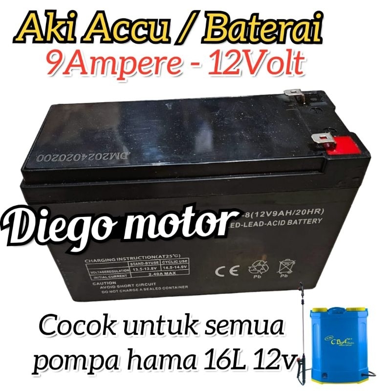 Termurah Baterai Aki Accu Pompa Semprot Hama Elektrik 12V 9 Amper Untuk Spraye Cba Tanika Yamamoto