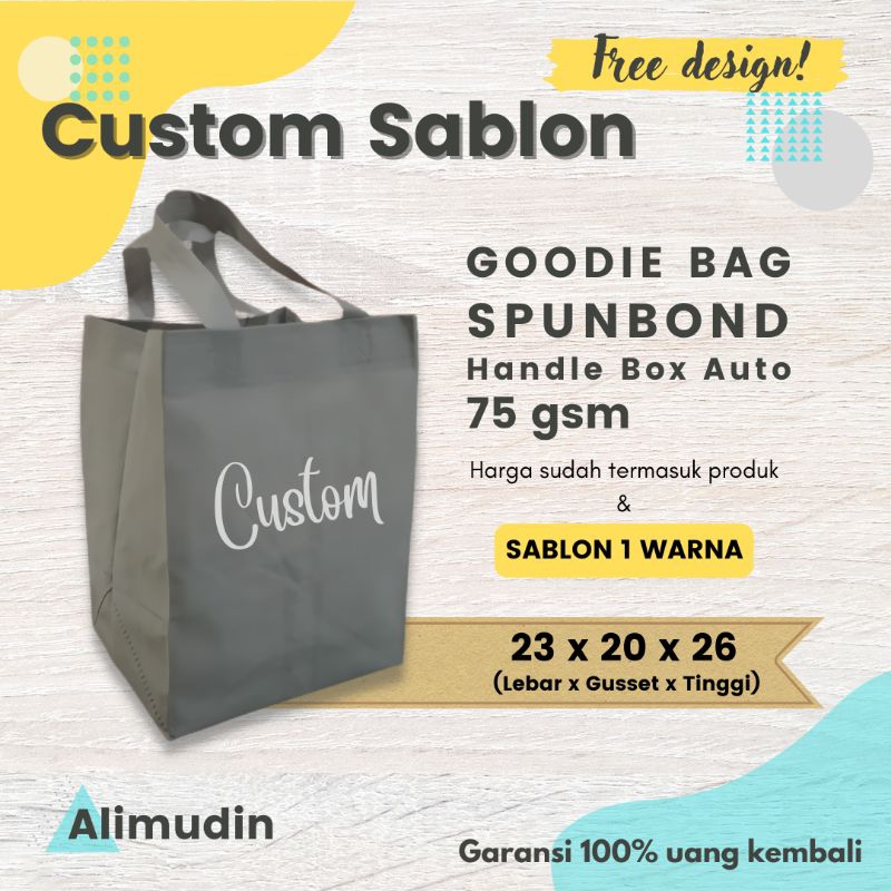 

Goodie Bag HBPA 23 x 20 x 26 ( Box 20 x 20 ) Spunbond Custom Sablon