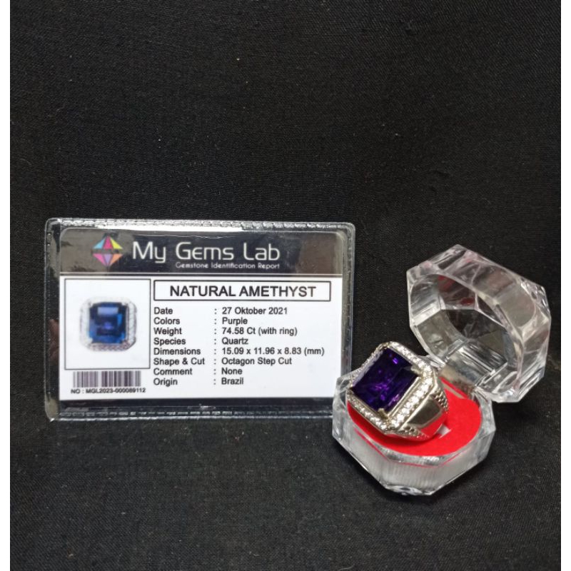 BATU KECUBUNG AMETHYST ORIGINAL BRAZIL DENGAN SERTIFIKAT LAB