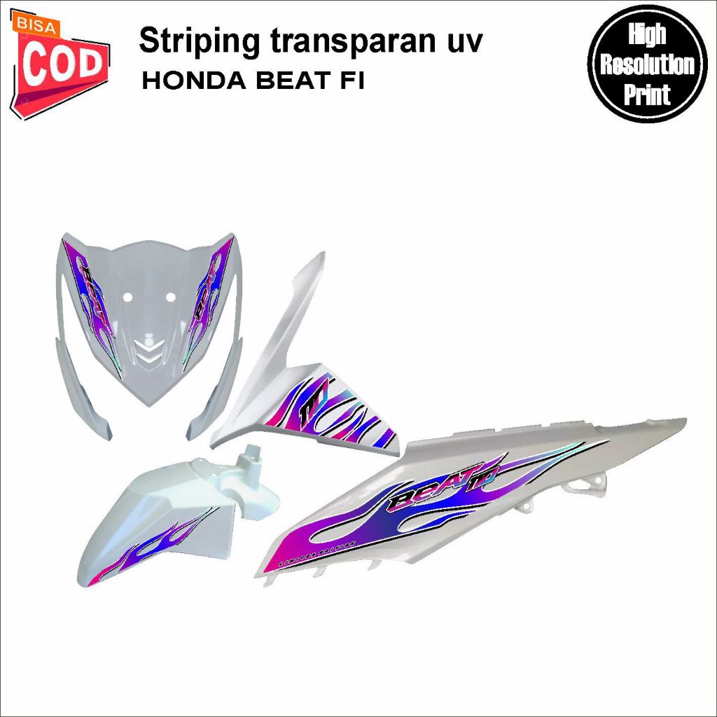 STRIPING TRANSPARAN BEAT FI 2012 - 2017  STICKER MOTOR BEAT FI KEREN