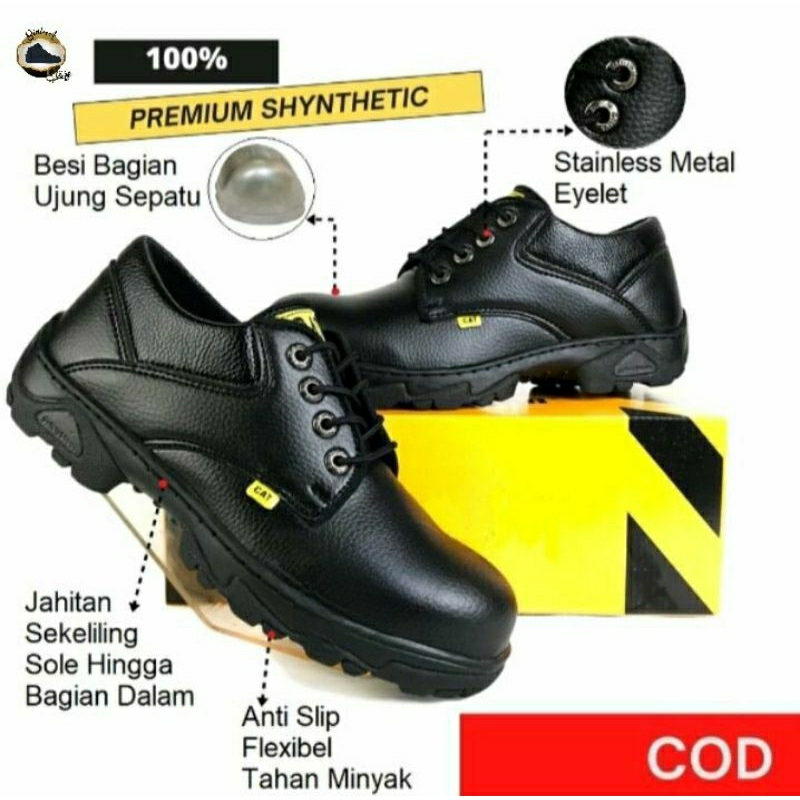 SEPATU SAFETY PENDEK PRIA UJUNG KERJA LAPANGAN PROYEK HITAM
