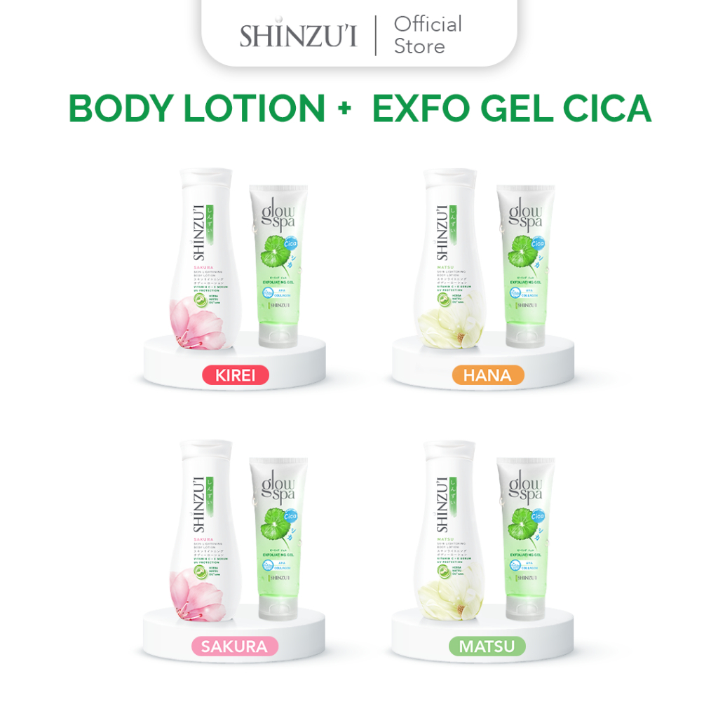 Shinzui Paket Body Lotion 210ml + Glow Spa Exfoliating Gel Cica 130ml