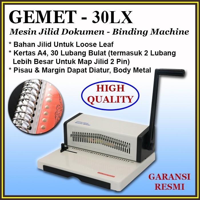 

Mesin Jilid Binding Loose Leaf A4, Lubang Bulat, GEMET 30LX