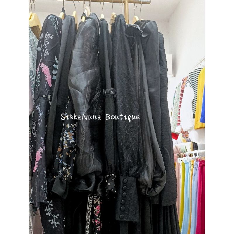 SiskaNuna Boutique -  Dress Hitam Gamis Hitam Gaun Hitam  Outfit Kondangan Black Baju Lamaran Wisuda