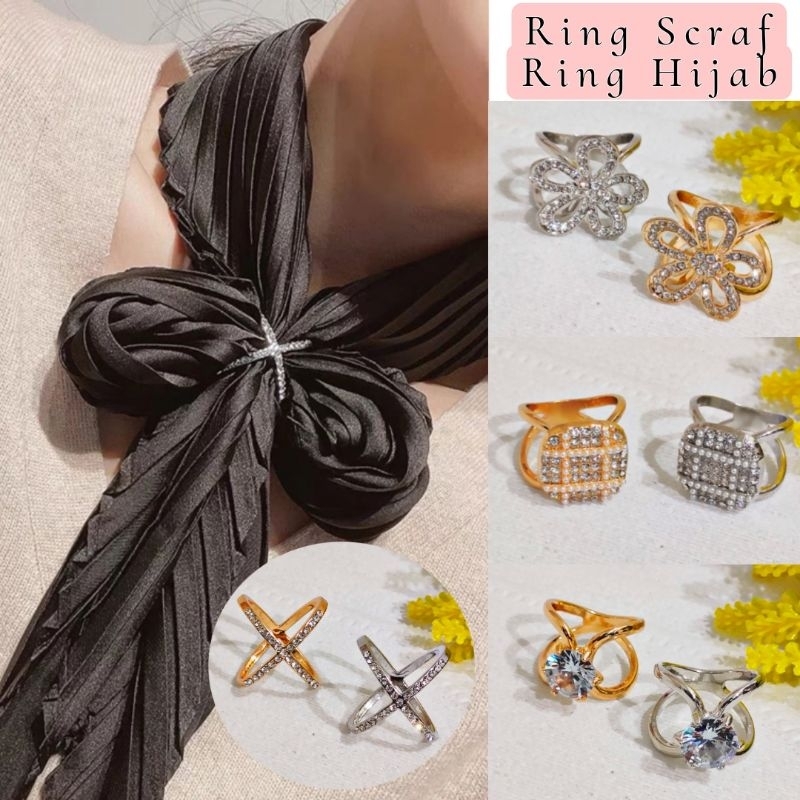 BDT - Bros Ring Hijab Kristal Terbaru Mewah / Cincin Kerudung Kolong Jilbab Unik Elegan