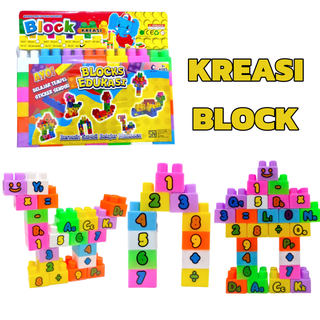 Mainan Anak BLOCK alphabet ABC 123 42pcs / Blok Edukasi Balok Kreatif Huruf Abc Dan Angka
