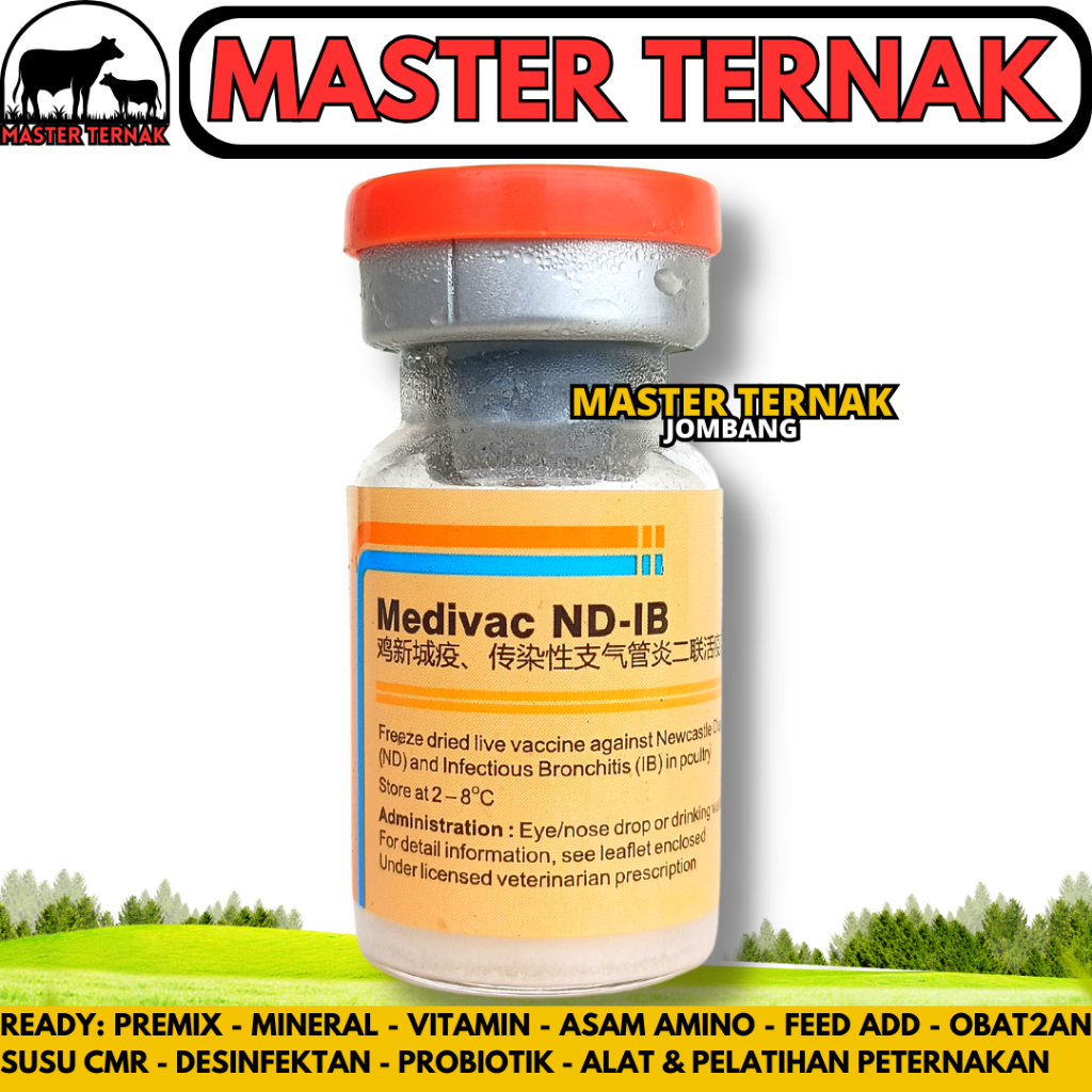 VAKSIN MEDIVAC ND IB DOSIS 500 EKOR + PELARUT MEDIVAC MEDION - Vaksin Ayam Tetelo dan Infeksius Bron