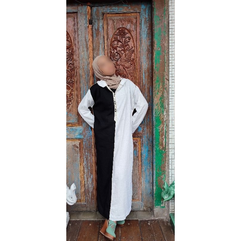 Baju Umroh Gamis Hoodie Djellaba Maroko Jalabah Jubah Kapucong Maroko Cotton Linen Monochrome Wanita
