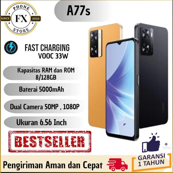 KODE P49I SmartPhone TIPE A77s FAST CHARGING SUPERVOOC 33W RAM 8128gb FULLSETT GARANSI 1 TAHUN